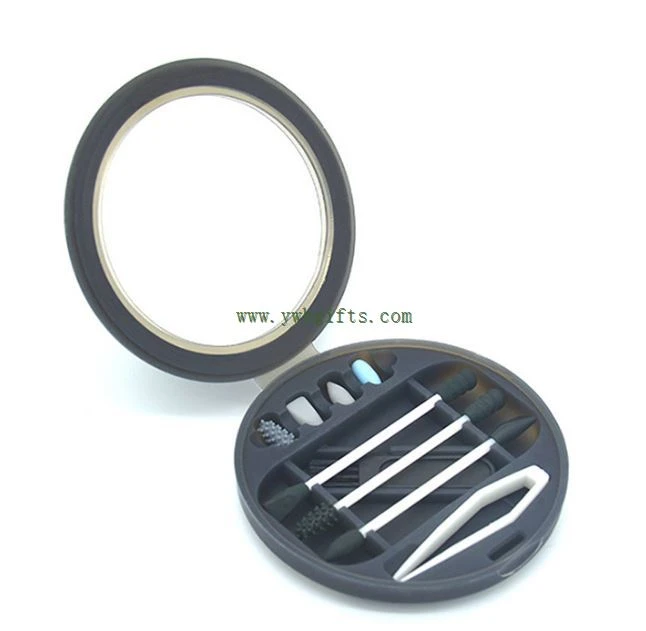 Makeup Ear Cleaning Stick Recycling Silicone Cotton Swab Round Silicone Mirror